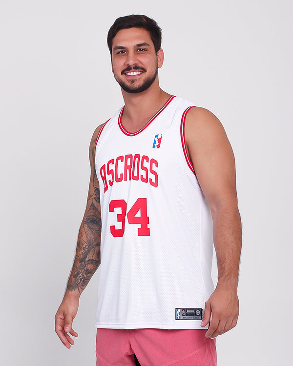 Regata Machão Forrada - Branco/Vermelho