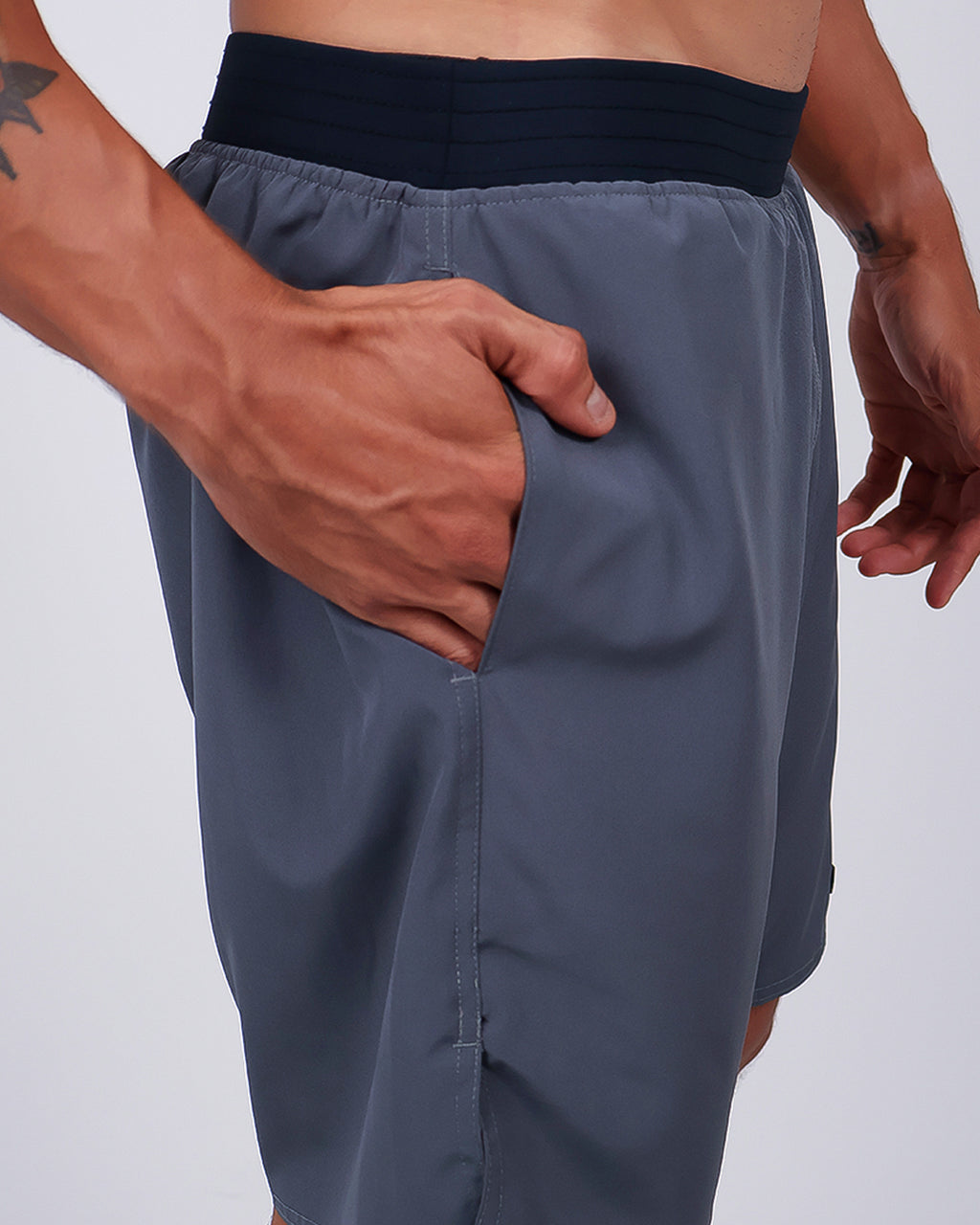 Short Masc c/ Short Térmico - Chumbo