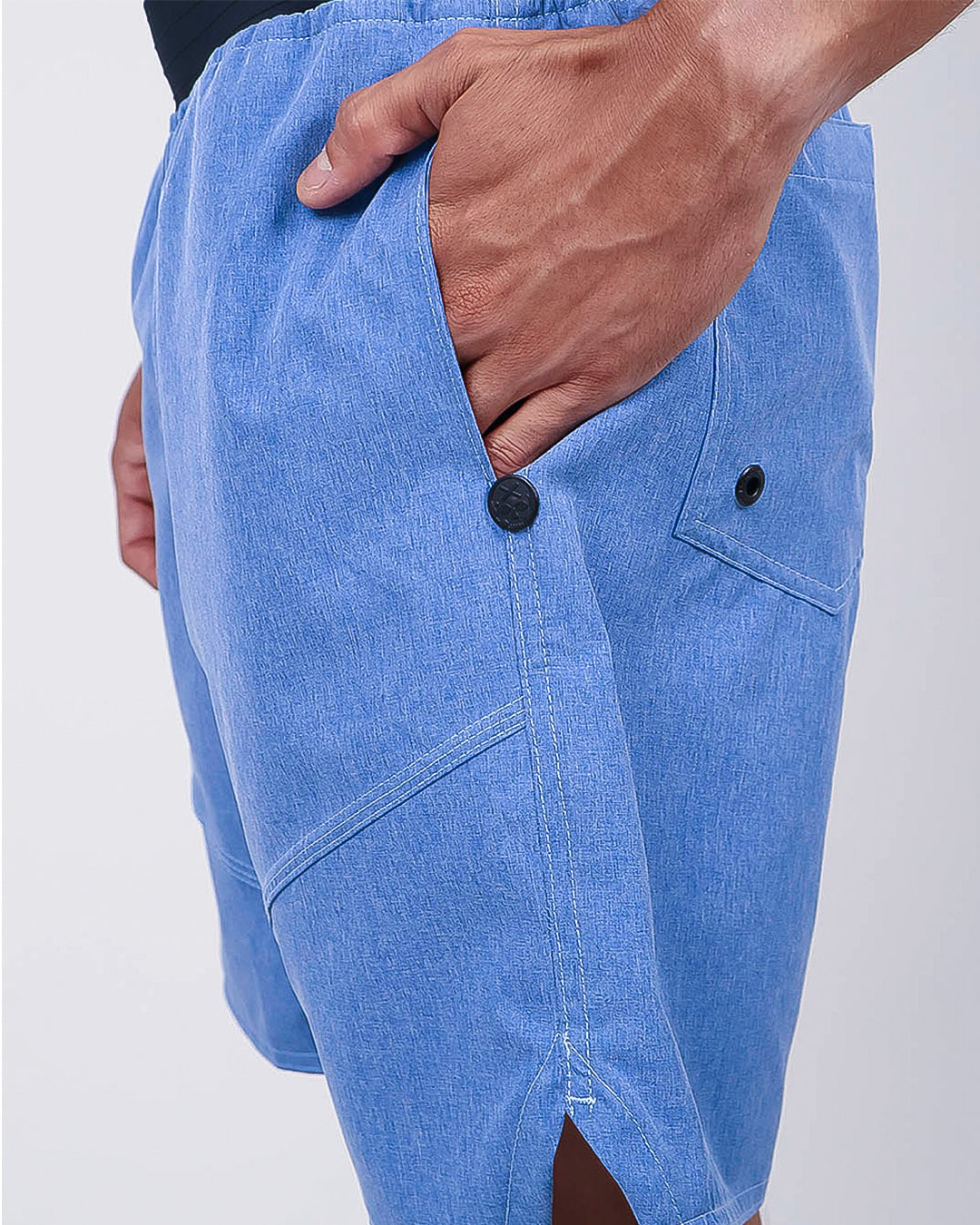 Short Masc c/ Bolso e Zíper - Mescla Azul