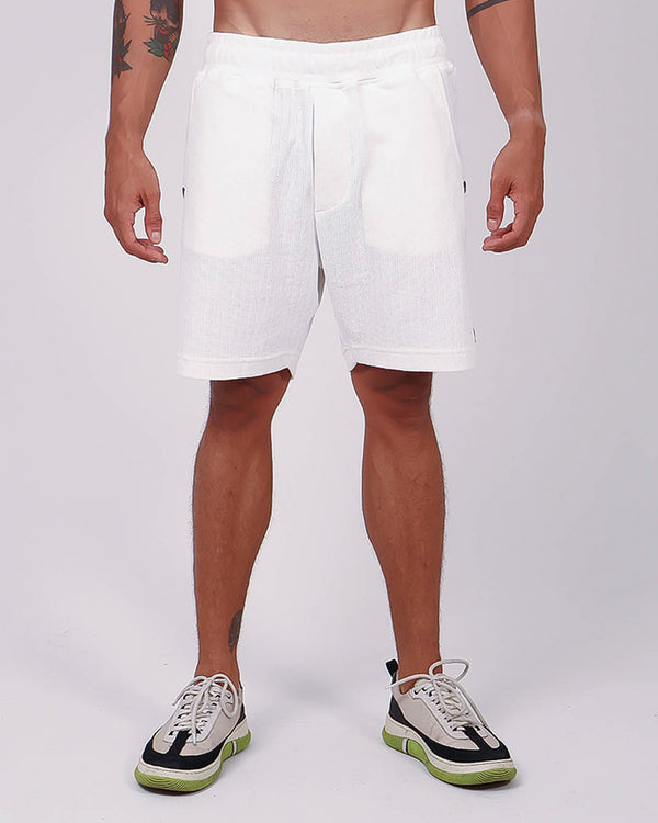 Short Masc em Malha Trabalhada - Natural