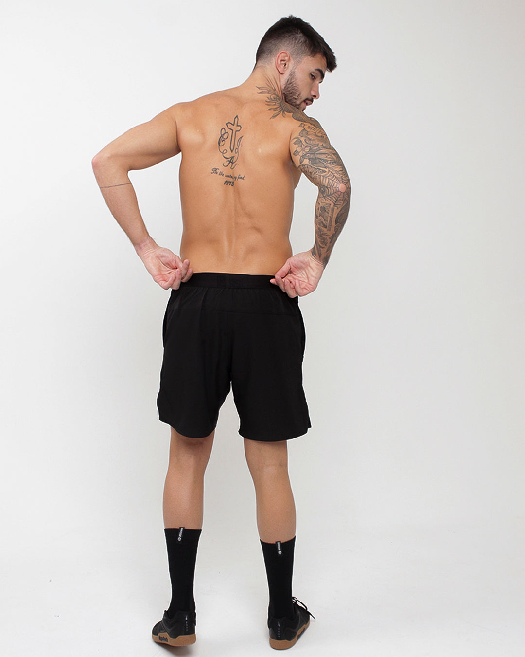 Short Masc Cós Elástico c/ Térmico - Preto