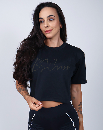 Cropped Oversized Bscross - Preto