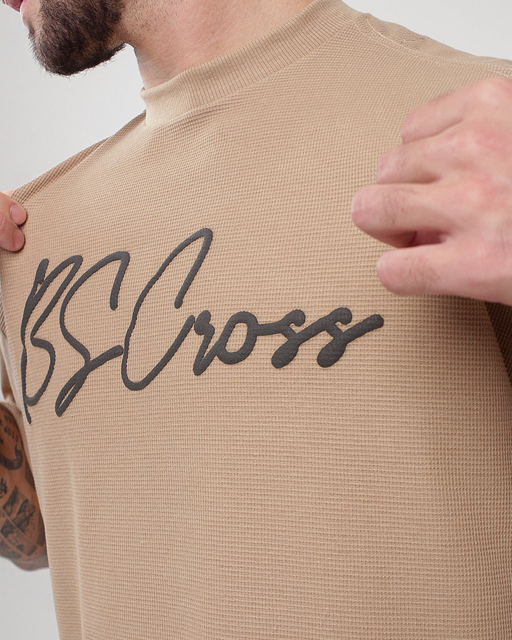 Camiseta Mas. Big Oversized BS Assinatura - Bege Escuro