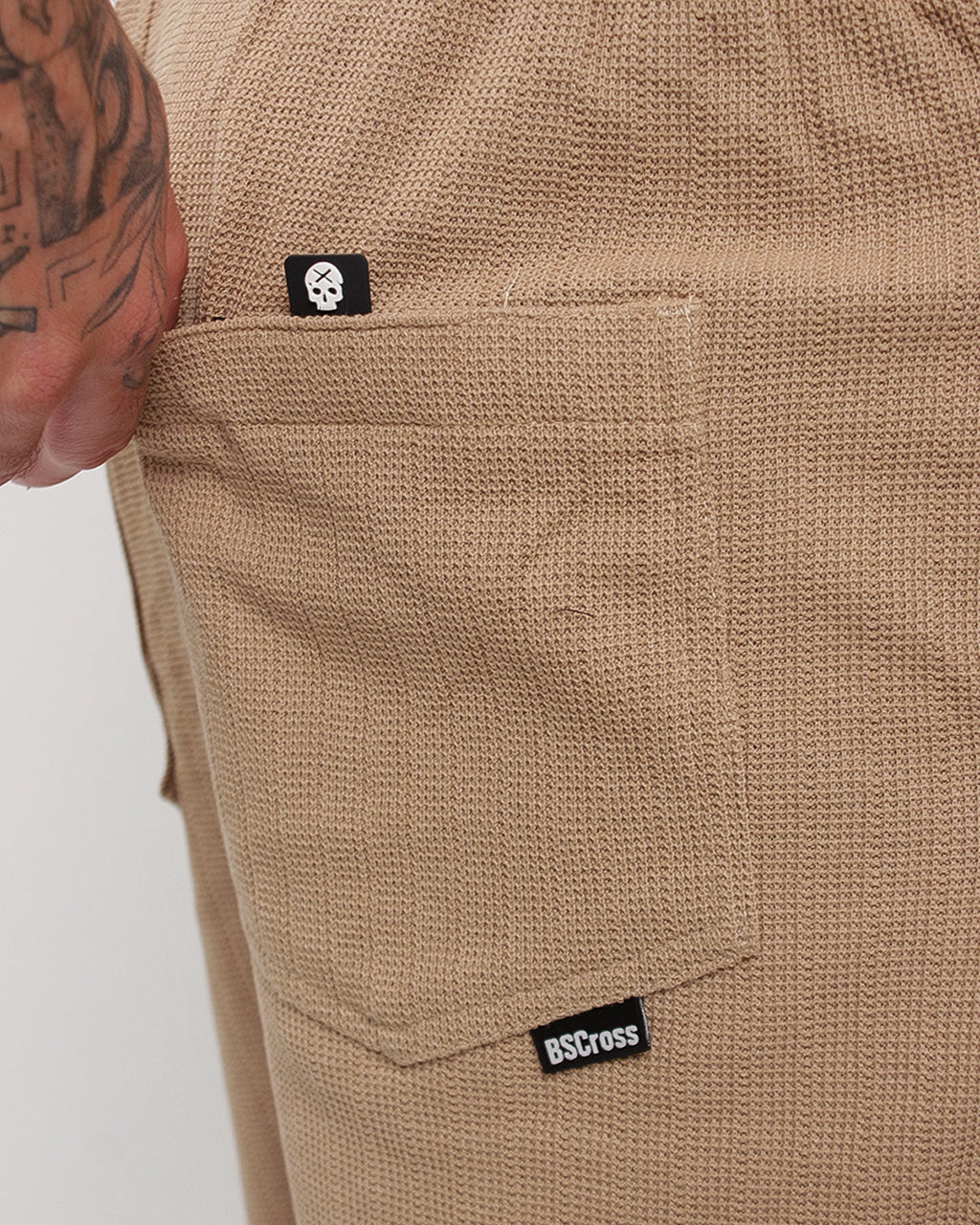 Short masc C/ Malha Trabalhada - Bege Escuro