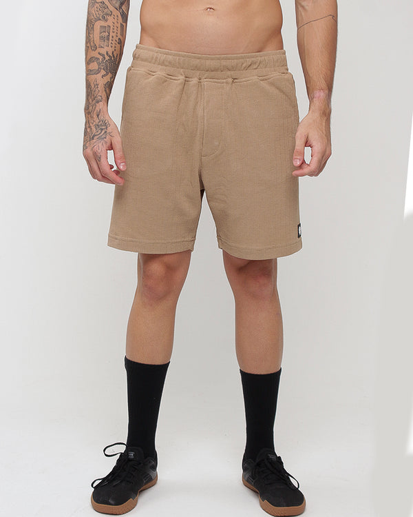 Short Masc c/ Malha Trabalhada - Bege Escuro
