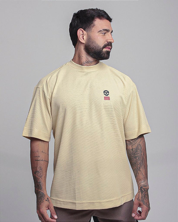Camiseta Mas. Big Oversized BS Skull Love - Bege