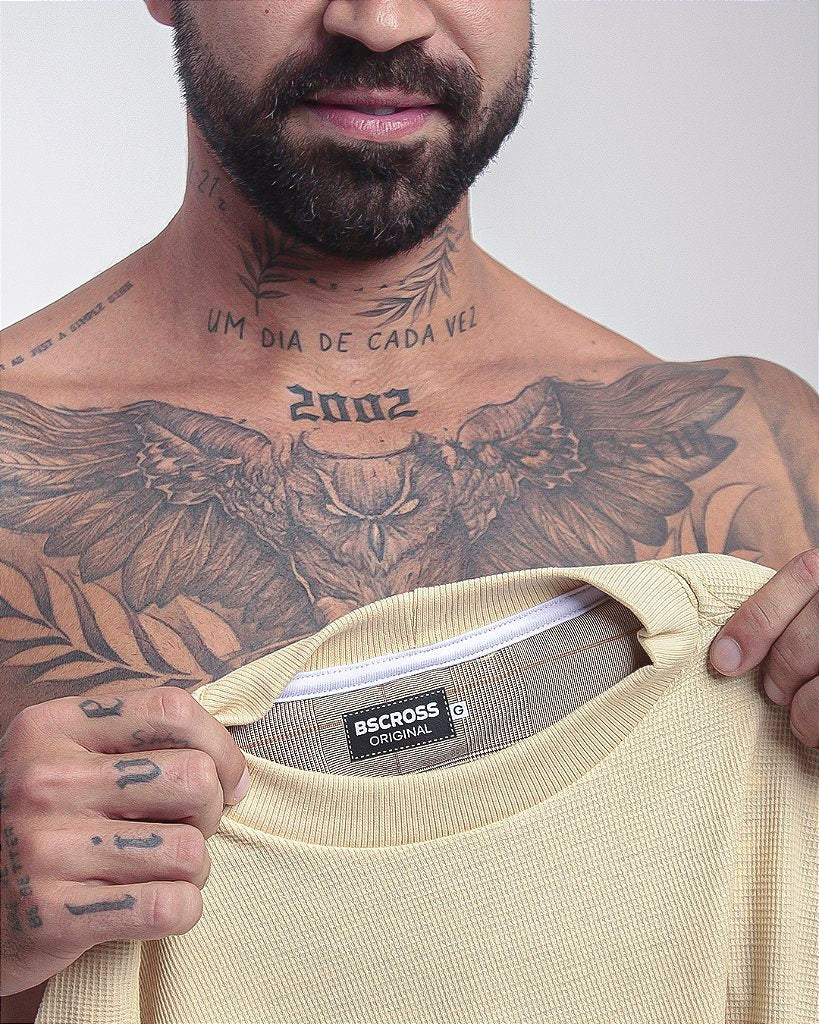 Camiseta Mas. Big Oversized BS Skull Love - Bege