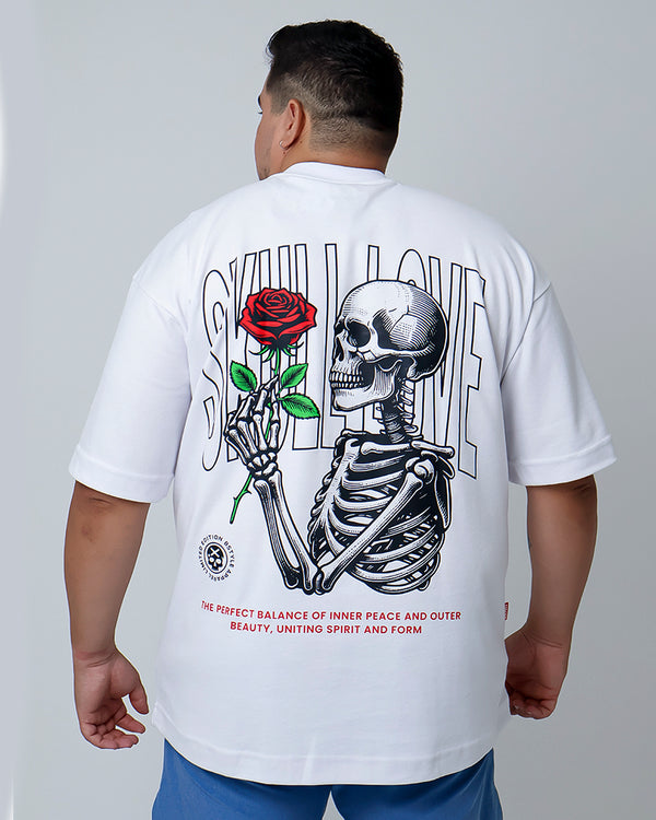 Big Oversized Plus Size Skull Love - Branco