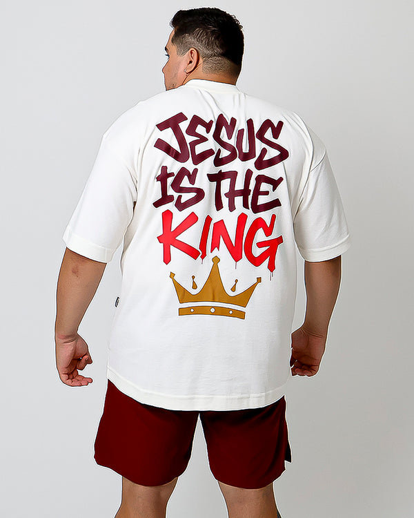 Big Oversized Plus Size Jesus is The King - Branco