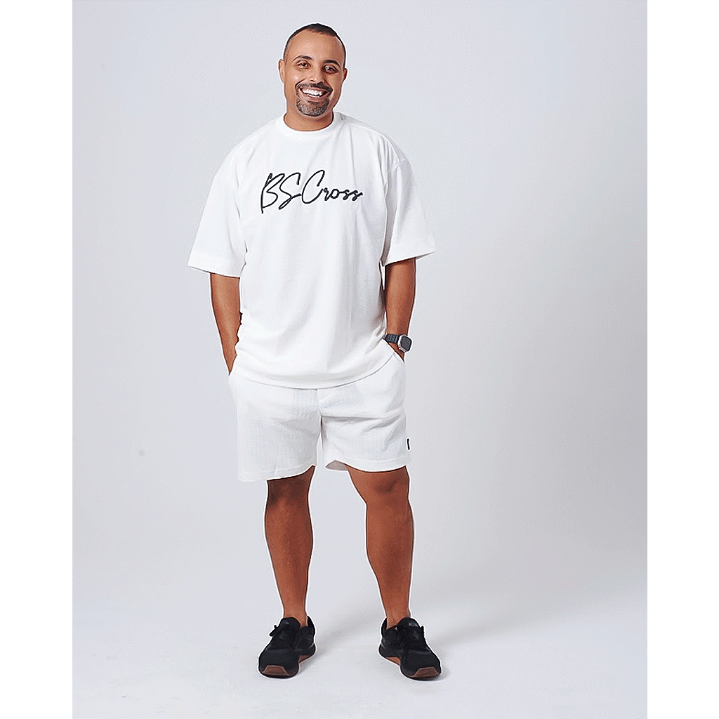 Conjunto Masc texturizado BScross - branco