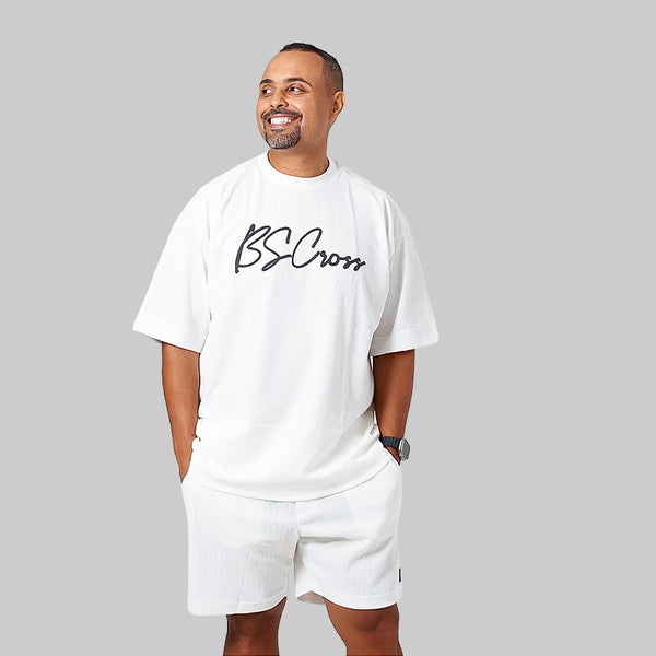 Conjunto Masc texturizado BScross - Branco