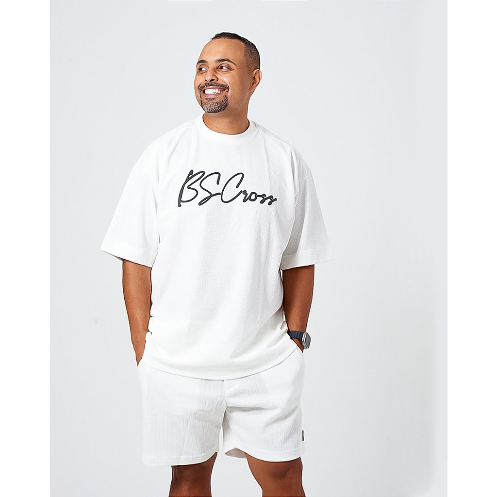 Conjunto Masc texturizado BScross - branco