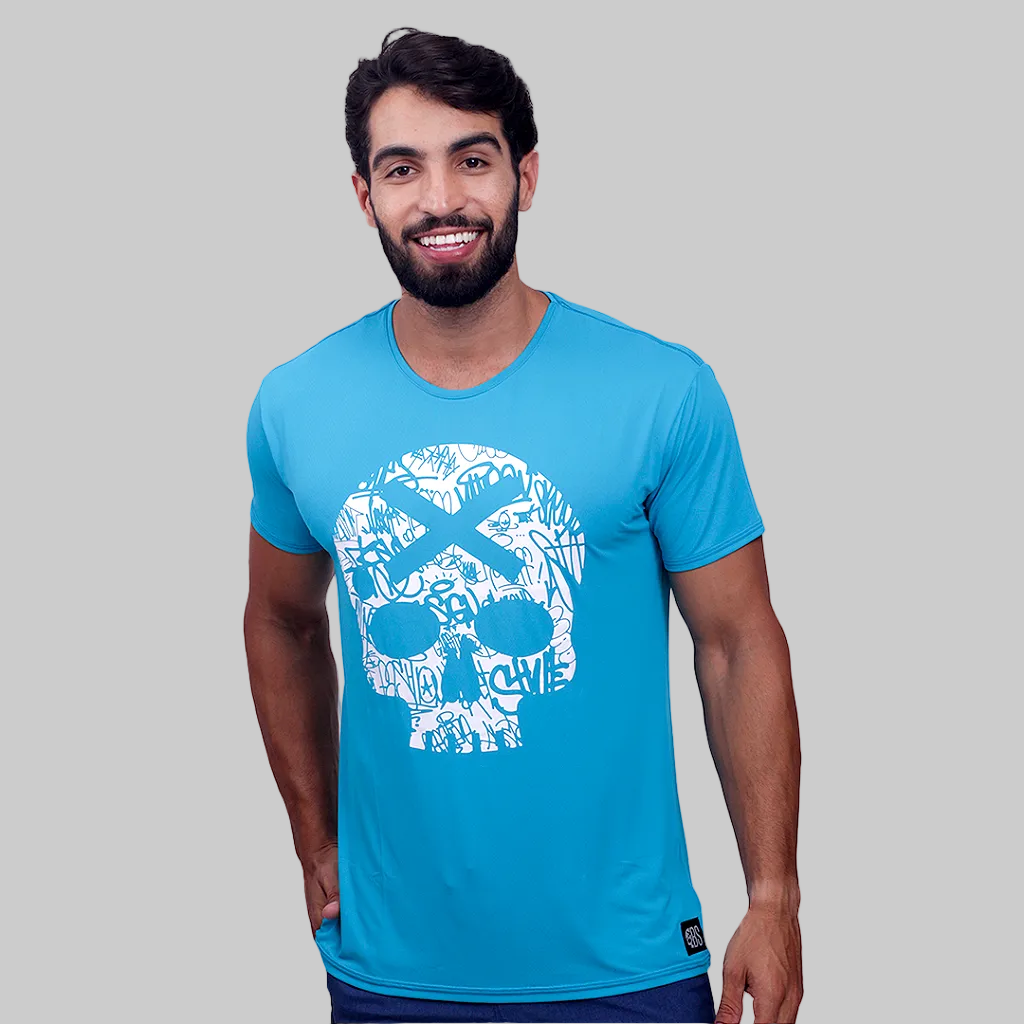 Camiseta Mas. Caveira - Azul