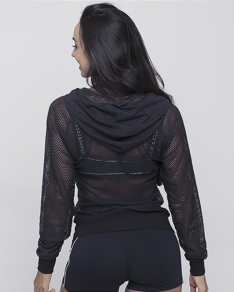 Jaqueta Raglan Em Tela - Preto