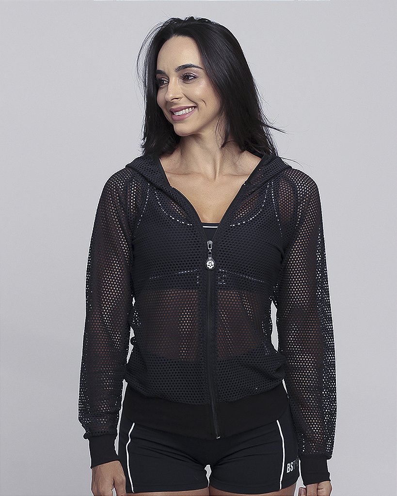 Jaqueta Raglan Em Tela - Preto