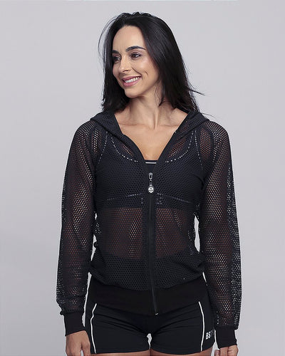 Jaqueta Raglan Em Tela - Preto
