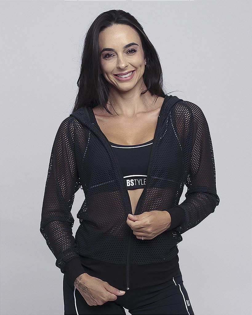 Jaqueta Raglan Em Tela - Preto