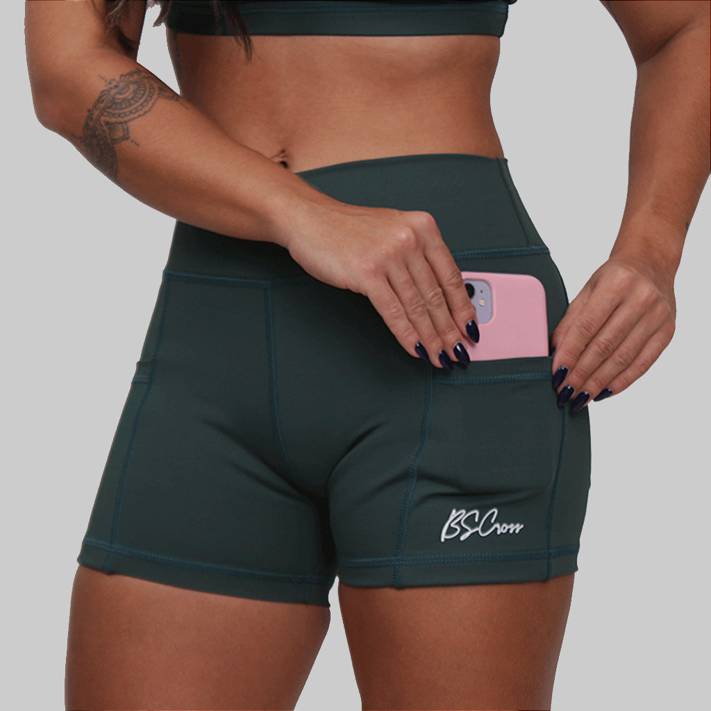 Short fem. Intermediário c/ bolso BS - Verde Escuro