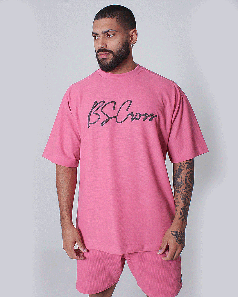 Camiseta Mas. Big Oversized BS Assinatura - Rosa Azaleia