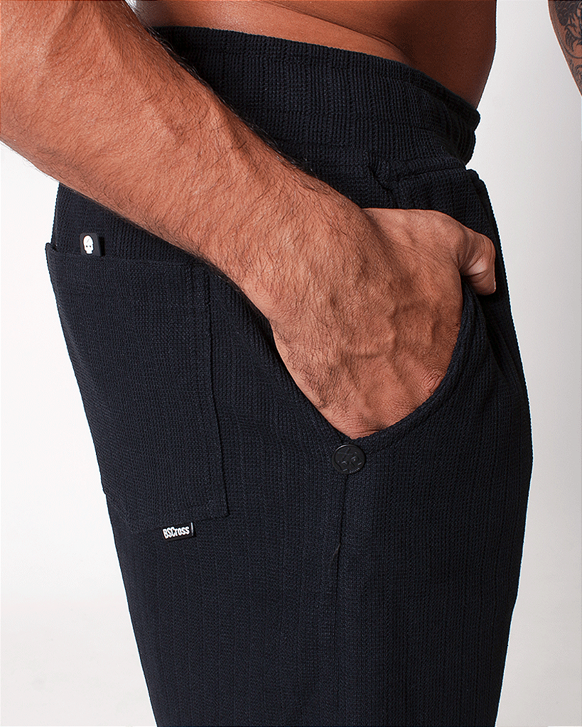 Short Masc C/ Malha Trabalhada - Preto