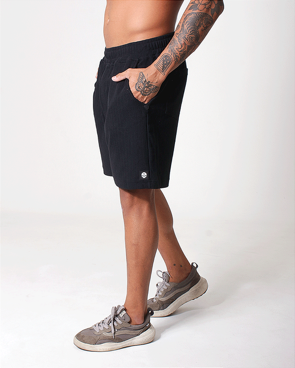Short Masc c/ Malha Trabalhada - Preto