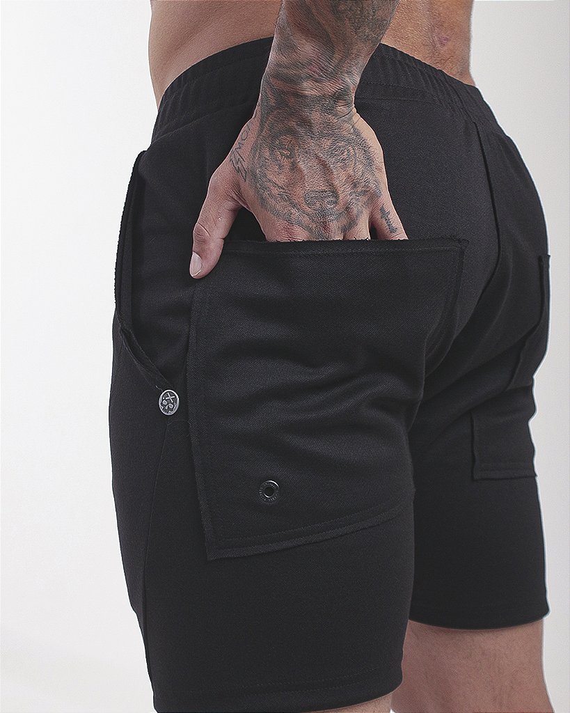 Short Masc c/ Bolso a Fio - Preto