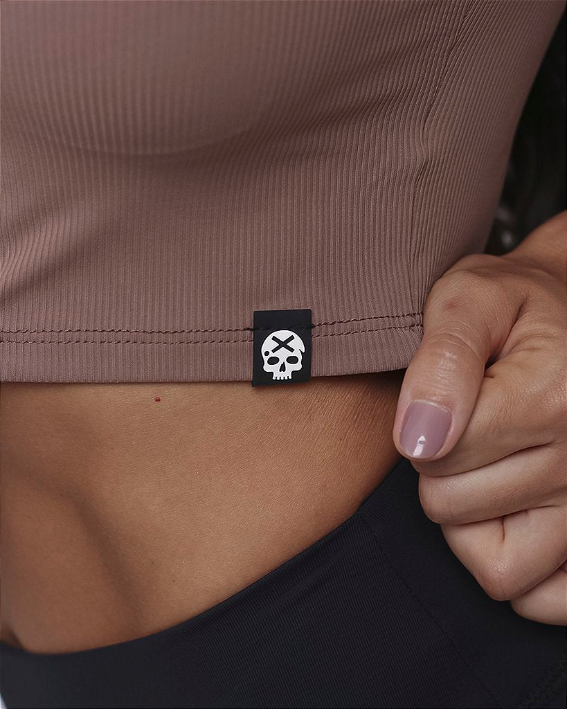 Cropped em Ribana Canelada - Marrone