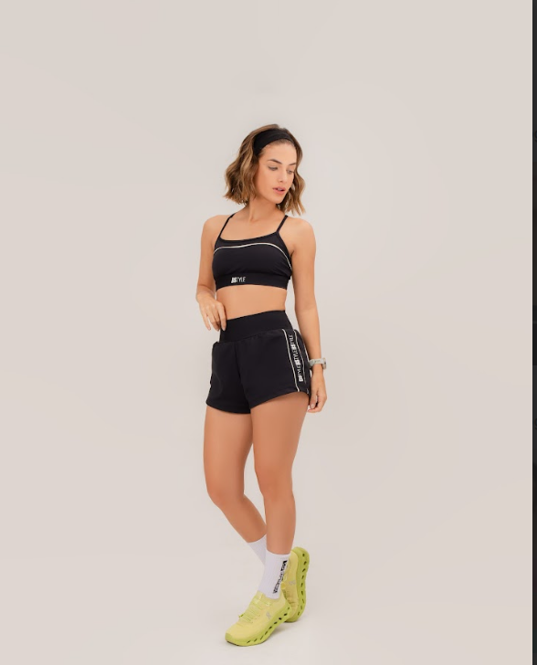 Short Fem Duplo c/ Debrum - Preto